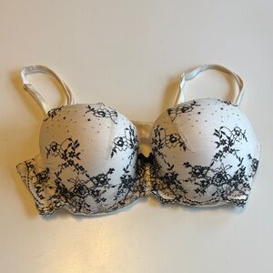 Victoria's Secret Black Lace Overlay Bra - Cream